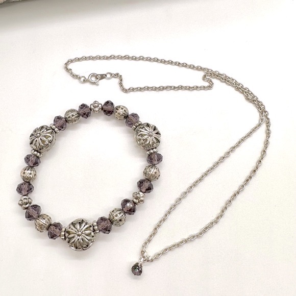 Vintage Amethyst crystal bracelet & Mystic Topaz necklace - Picture 10 of 10
